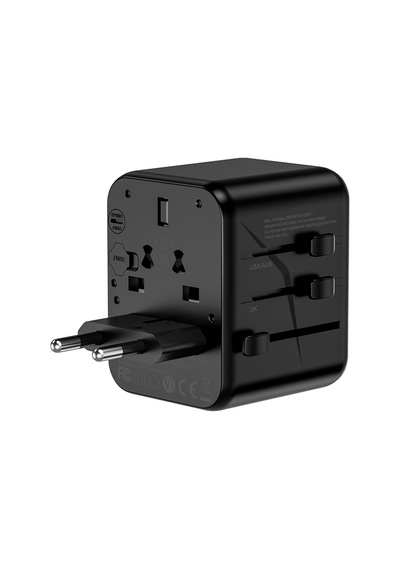 Wiwu Wi-ua012 Çoklu Universal Tr/us/uk/aus/eu Uyumlu Seyahat Şarj Adaptörü 12w Siyah