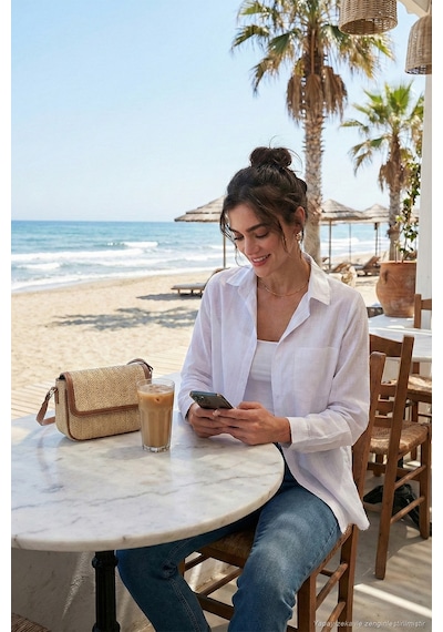 Lela Pamuklu Regular Fit Cepli Bayan Gömlek Cf25S16992 Beyaz