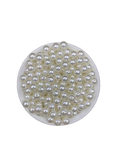 100 Gr 10 Mm Krem Renk Lüks Kaplama Plastik İnci Boncuk , Takı Yapım Boncuğu 100gr, 200 Adet - 674513817