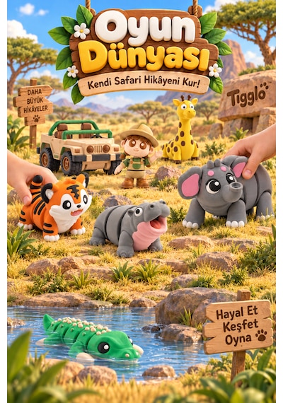 Tigglo 10'lu Hareketli Mini Hayvan Ve Karakter Figür Oyuncak Seti Çiftlik, Okyanus, Safari Ve Orman Tema Seçenekleri Safari Hayvanları