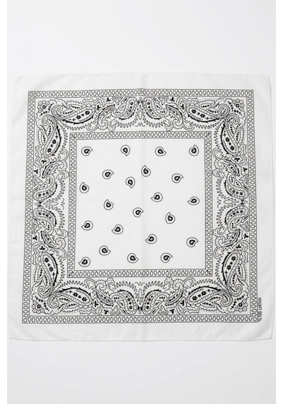 Mollycrush Unisex Beyaz Şal Desenli Fular Günlük Saç Aksesuarı, Boyunluk Ve Outdoor Bandana Beyaz