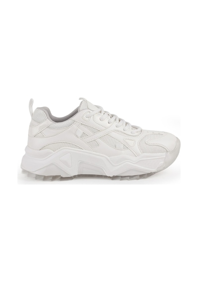 Libero L083.65137 Gri Hakiki Deri Kadın Sneaker Yüksek Tabanlı Rahat Spor Ayakkabı Beyaz