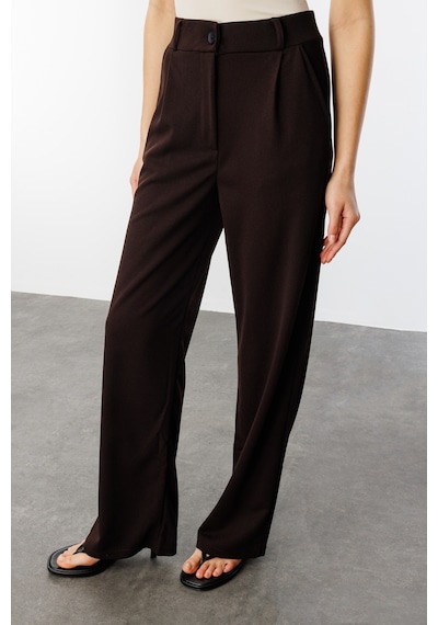 Genius Store Kadın Oversize Palazzo Pantolon Pantolon-001 Kahverengi