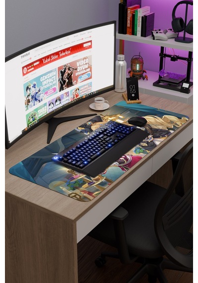 Charlotte Genshin Impact Anime Gacha V3 - 90x40 Xxl Gaming Mouse Pad Fare Altlığı