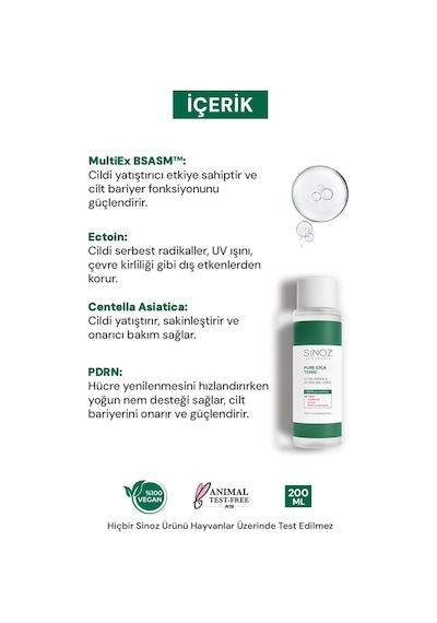 Sinoz Pure Cica Onarıcı Yenileyici ve Nemlendirici PDRN Tonik 200 ML