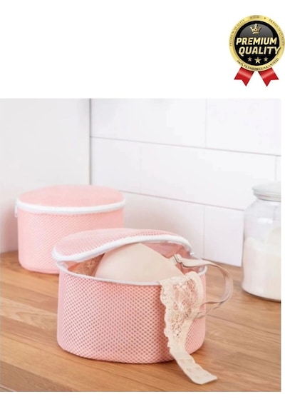 Çok Amaçlı Dayanıklı Fermuarlı Kumaş Sütyen İç Çamaşırı Yıkama Filesi Torbası Seti 2 Adet 20x15cm Çok Renkli