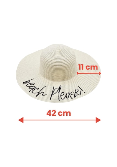 Tezzgelsin Kadın Beach Please Nakış İşlemeli Hasır Şapka Ekru