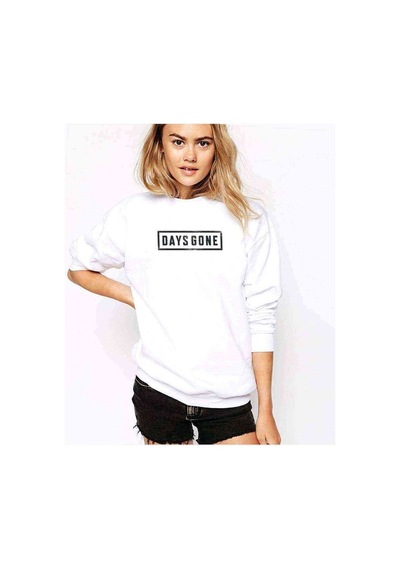 Days Gone Logo Baskılı Beyaz Kadın Sweatshirt