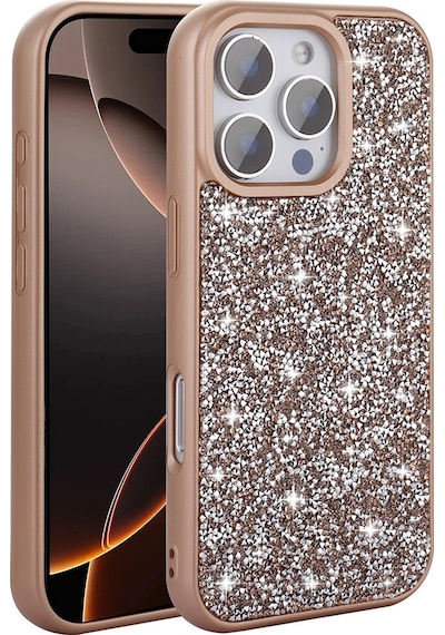 Apple Uyumlu iPhone 16 Pro Max Kılıf Parlak Taşlı Tasarım Zore Pırlanta Kapak Pembe