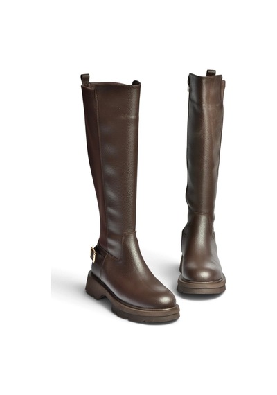 Fox Shoes Z361701009 Kahverengi Arkası Dalgıç Kumaş Streç Kadın Çizme