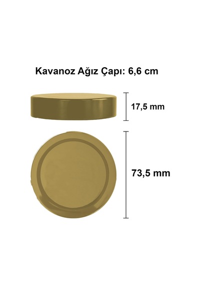Tr 350 Ml Kavanoz Metal Derin Kapaklı 350 Cc Şeffaf Reçel, Marmelat Cam Kavanoz Deep 6 Adet Altın Kapak Diğer