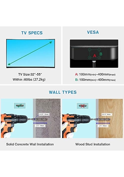 North Bayou Nb Nb P4 Ultra Ince 32" 55",lcd Led Televizyonlar İçin, Tuv Sertifikalı Hareketli Tv Askı Aparatı