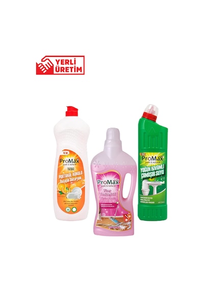 Lazer Promax Yüzey Temizleyici Bahar Esintisi 1 L + Çamaşır Suyu 750 ML + Bulaşık Deterjanı 750 ML