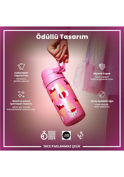 Ion8 - Paslanmaz Çelik Çocuk Suluk - Dondurma - 400 Ml - Sızdırmaz Çok Renkli