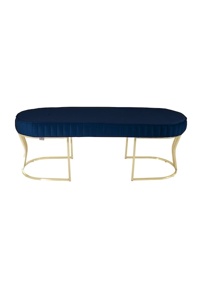 Viego Gold Striped- Mavi Kapitoneli Chester Model Puf & Bench & Koltuk & Uzun Makyaj Puff & Yatak Ucu &önü