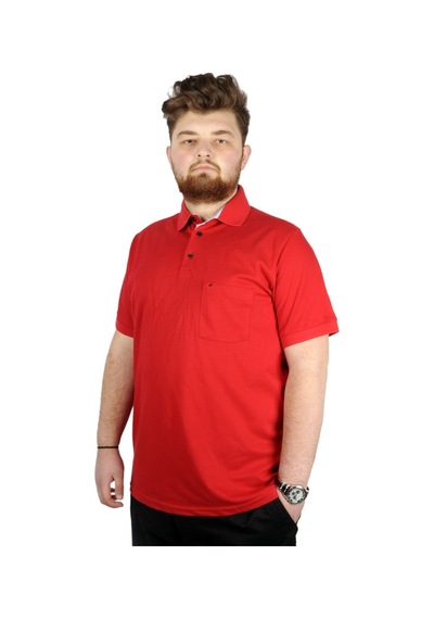 Mode Xl Erkek Tshirt Polo Yaka Cepli Klasik Pike 20552 Kırmızı 001