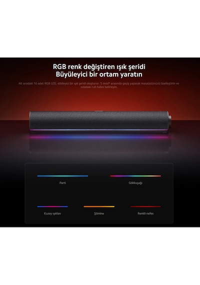 Masaüstü Hoparlör Koyu Gri, 4 Üniteli Stereo, Rgb Renkli Işıklı Xiaomi Türkiye
