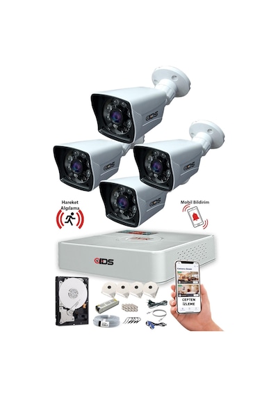 Ids - 4 Kameralı 1080p Fullhd 5mp Sony Lensli Kamera Seti - B2195