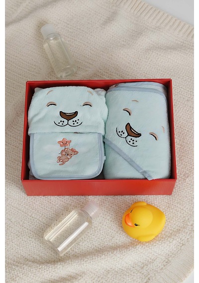 Aslan Mint %100 Pamuk Bebek Banyo Seti 0 - 24 Ay