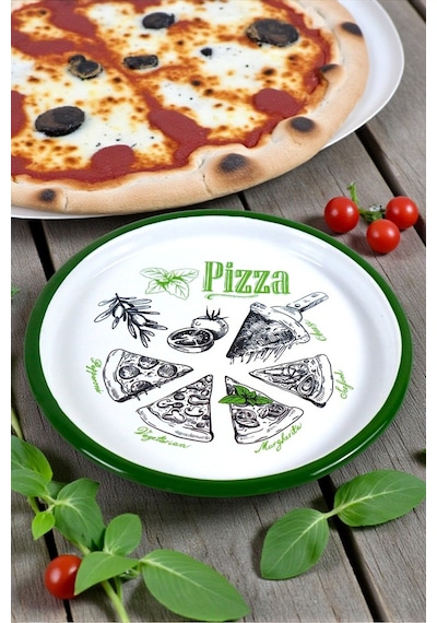22 No Pizza Tabağı Tepsisi Supla Pasta Tabağı Servis Tabağı 22cm - Yeşil