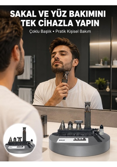Çok Fonksiyonlu 9'u 1 Arada Tıraş Makinesi Şarjlı Saç Sakal Düzeltici Yeni Nesil