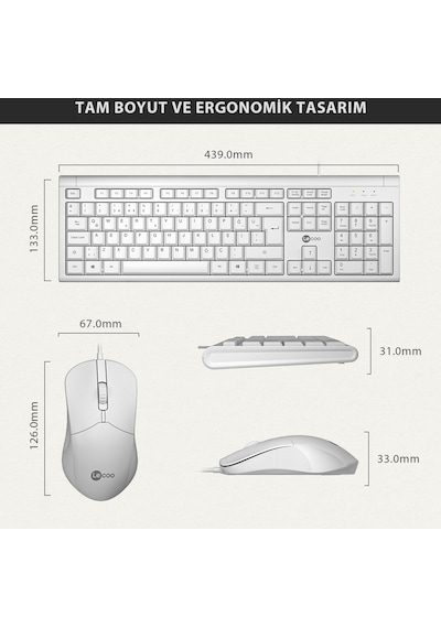 Lecoo CM101 USB Kablolu Türkçe Q Klavye & Mouse Set