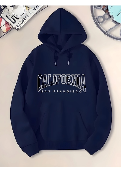 Uyguntarz Unisex San Fransisco Baskılı Oversize Sweatshirt Lacivert