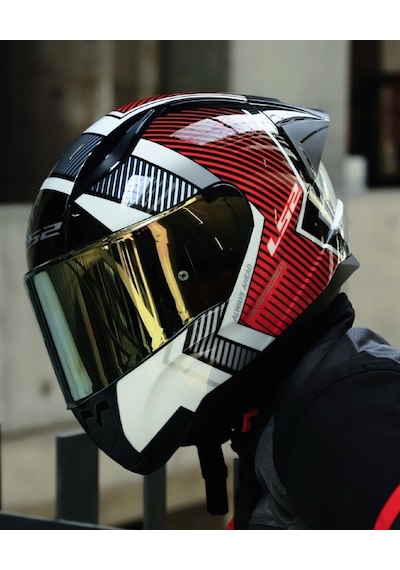 Ls2 Rapid 2 Race Extra Beyaz-kırmızı Fullface Motosiklet Kaskı Gold Camlı Beyaz -  Kırmızı
