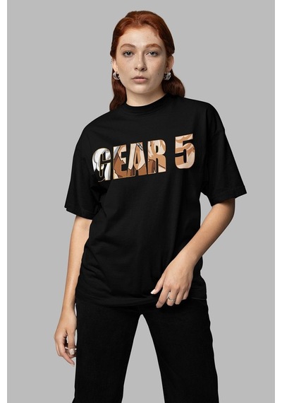 Sevbano Monkey D. Luffy Nika Gear 5 Baskılı Unisex Oversize Anime Karakte Siyah