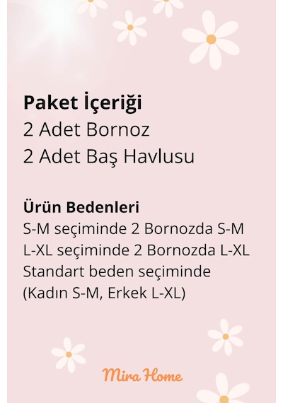 4 Parça Aile Bornoz Seti Kadın Erkek Havlulu Bornoz Takımı Fuşya - Gri
