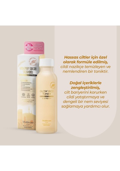 Glow Rice Toner Hassas Ve Kuru Cilt Aydınlatıcı Onarıcı Tonik Pirinç Kepeği Yağı Kore 150ml