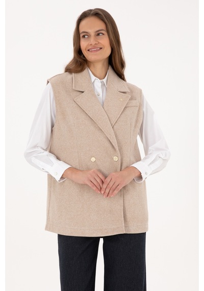 U.S. Polo Assn. Kadın Camel Melanj Örme Yelek 50315824-VR122