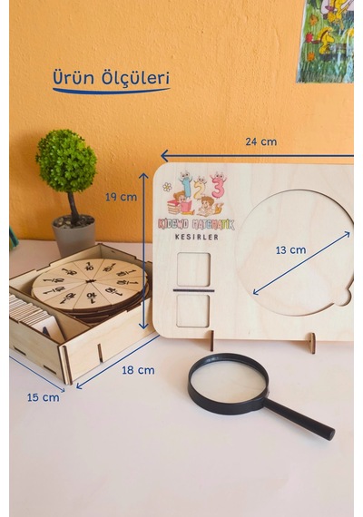 İlkokul Matematik Eğitici Kesir Daireleri Ahşap Oyuncak Etkinlik Seti Kolay Öğrenme Bölme Bultak