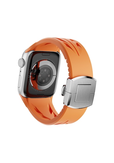 Apple Uyumlu  Watch 10 46mm Krd-127 Metal Tokalı Silikon Kordon-kırmızı