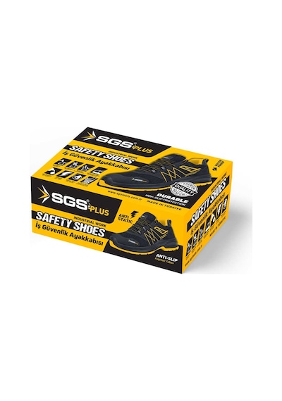 Sgs2947 - No:47 Cross S1 Çelik Burunlu Spor İş Ayakkabısı - Ergonomik - Antistatik - Su Geçirmez - Nefes Alır Siyah