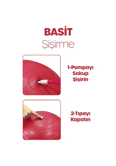 65 Cm Pilates Topu Ve Pompa Seti 155-170 Cm Boy İçin Uygun Dayanıklı Anti-slip Kırmızı