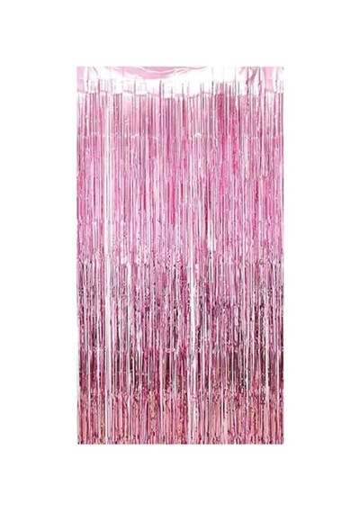 Metalize Arka Fon Kapı Perdesi Pembe 100x200 Cm Çok Renkli