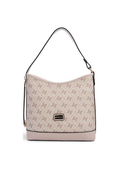 Silver & Polo Silver Polo Pembe - Pudra Monogram Kadın Omuz Çantası Sp1286
