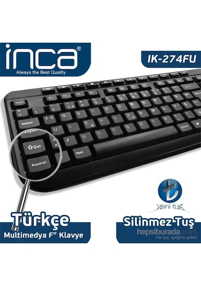 INCA IK-274FU F MM USB SOFT TOUCH SİYAH KABLOLU KLAVYE