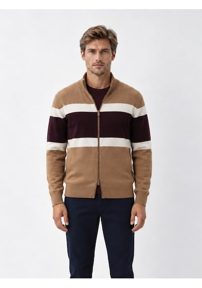 Xint Camel Regular Fit Bomber Yaka Pamuk Hırka 801772