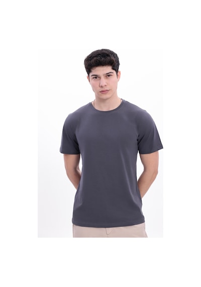 Freemen Erkek/unisex Bisiklet Yaka Basic Tişört %100 Pamuk Antrasit