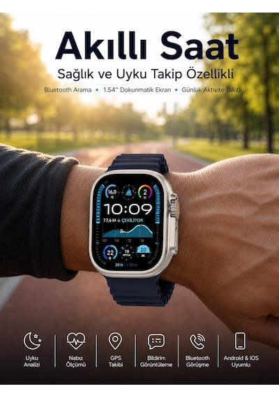 Akıllı Saat Bluetooth Bağlantılı Nfc Ve Gps Uyumlu Nabız Ölçer Sesli Görüşme Yeni Nesil - Lisinya
