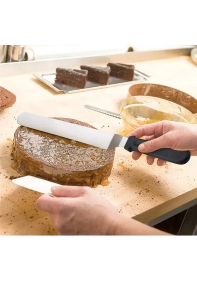 Eğik Oval Uçlu Pasta Sıvama Spatulası 20 Cm Ktchn-572 Çelik Gümüş Diğer