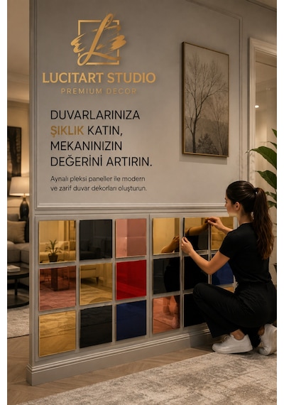 Lucitart Kendinden Yapışkanlı Parlak Dekoratif Pleksi Kare Duvar Paneli 9 Renk Seçeneği Modern Duvar Dekoru Gümüş Lucitart Kendinden Yapışkanlı Parlak Dekoratif Pleksi Kare Duvar Paneli 9 Renk Seçeneği Modern Duvar Dekoru Gümüş