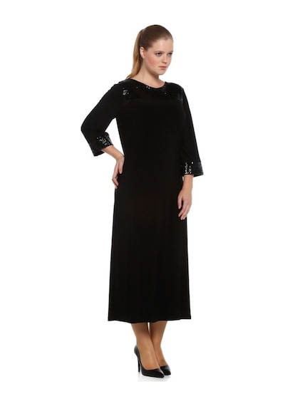 Nidya Moda Büyük Beden Payet Konbin Elbise-4056S Çok Renkli