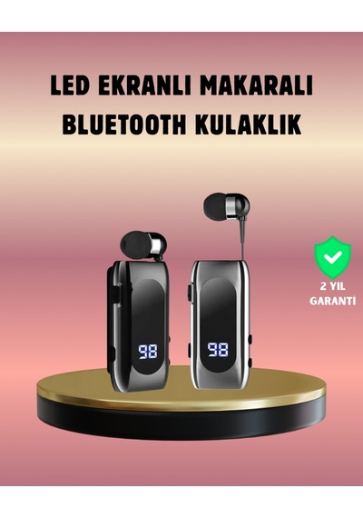 Dijital Göstergeli Bluetooth Kulaklık Klipsli Ve Şık Tasarım