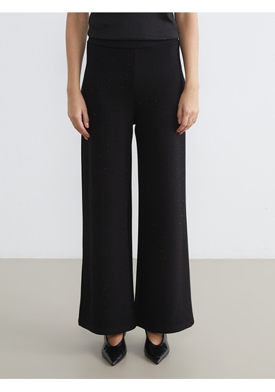 Lcw Comfort Siyah Beli Lastikli Taşlı Soft Touch Kadın Eşofman Altı