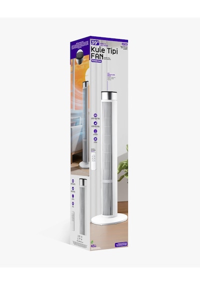45w Kule Tipi Fan Uzaktan Kumandalı Led Dokunmatik Sessiz Çalışma 39 İnç Güçlü Soğutma Tower Fan 45w