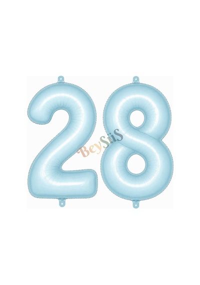 28 Rakam Folyo Balon Mavi Rengi 76 Cm