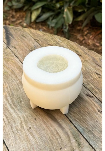 Gül Topu Silikon Mum Kalıbı Beyaz